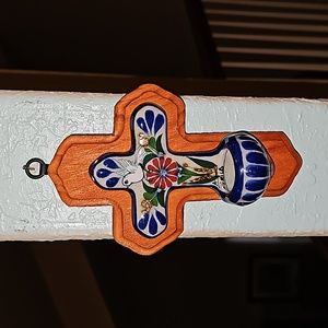 Talavera holy water cross